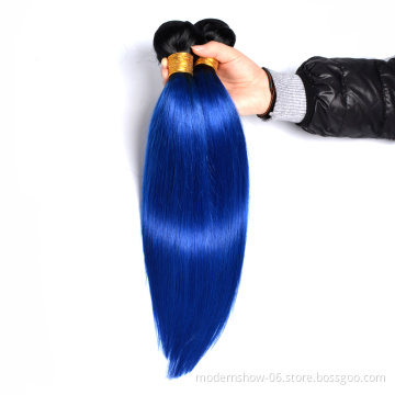 weaving hair perfect ombre 1b blue top quality peruvian human hair